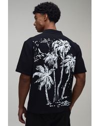 BoohooMAN - Oversized Short Sleeve Contrast Palm Print Shirt - Lyst