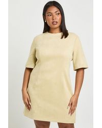 Boohoo - Plus Suede Boxy T-Shirt Dress - Lyst
