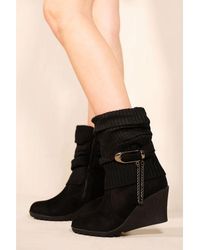 Where's That From - 'Bryony' Wedge Heel Slouchy Ankle Boots - Lyst