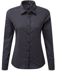 PREMIER - Ladies Maxton Gingham Long-Sleeved Shirt (Steel/) - Lyst