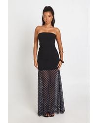 Boohoo - Bengaline Bandeau With Polka Dot Printed Mesh Hem - Lyst