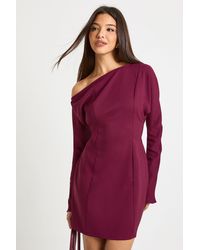 Boohoo - Structured Bardot Mini Shift Dress - Lyst
