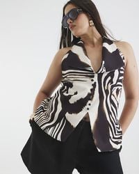 River Island - Waistcoat Zebra Print Halterneck - Lyst