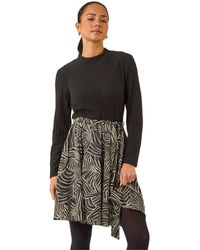 Roman - Petite Animal Print Tie Front Knit Dress - Lyst