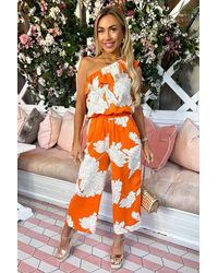 AX Paris - Blood Floral Print One Shoulder Jumpsuit - Lyst