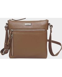 Assots London - 'rue' Tan Pebble Grain Real Leather Crossbody Bag - Lyst