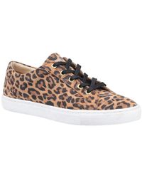 Hush Puppies - Ladies Tessa Leopard Print Leather Trainers - Lyst