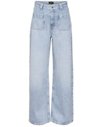 Vero Moda - High Waist Wide Leg Jeans Vmkathy Light Blue Denim - Lyst