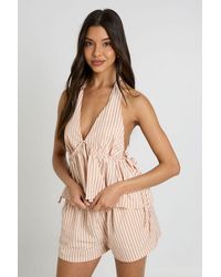 Boohoo - Single Channel Textured Stripe Shorts - Lyst