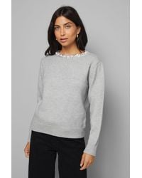 Wallis - Embellished Neck Trim Jumper - Lyst