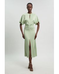 Karen Millen - Viscose Satin Crepe Woven Maxi Dress - Lyst