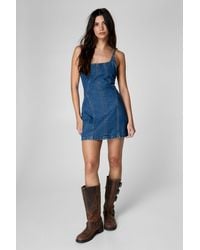 Nasty Gal Denim Halterneck Mini Dress in Blue | Lyst UK