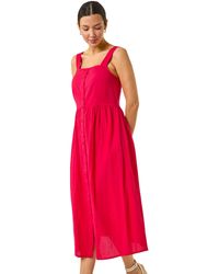 Roman - Seersucker Button Midi Sundress - Lyst