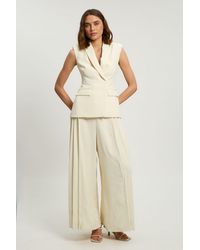 Karen Millen - Petite Tailored Crepe Asymmetric Pleat Wide Leg Jumpsuit - Lyst