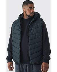 BoohooMAN - Plus Quilted Zip Through Hooded Regular Fit Tank - Lyst