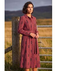 Roman - Embroidered Belted Midi Dress - Lyst