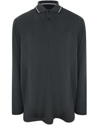Fred Perry - Twin Tipped Collar Gunmetal Long Sleeve Polo Shirt Cotton - Lyst