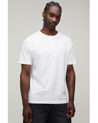 BoohooMAN - Tall Essential Slim Fit Henley T-Shirt - Lyst