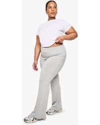 Boohoo - Plus Soft Touch Fold Over Flared Trouser - Lyst