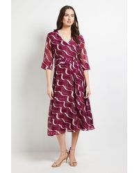 PRINCIPLES - Abstract Organza Belted Midi Dress - Lyst