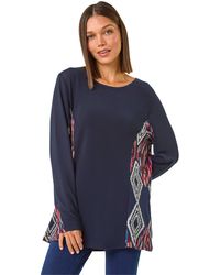 Roman - Side Printed Stretch Tunic Top - Lyst