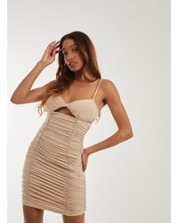 Pink Vanilla - Cupped Ruched Mini Strappy Dress - Lyst