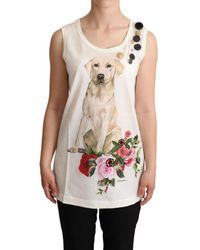Dolce & Gabbana - Chic Canine Floral Sleeveless Tank - Lyst