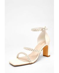 Quiz - Bridal Faux Leather Pearl Strap Heels - Lyst