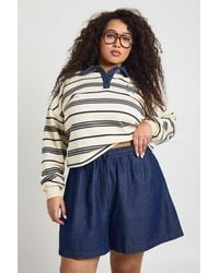 Boohoo - Plus Chambray Boxy Flippy Short - Lyst
