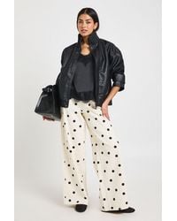 Boohoo - Polka Dot High Waist Wide Leg Jean - Lyst