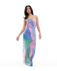 Vero Moda - Mesh Bandeau Maxi Dress - Lyst
