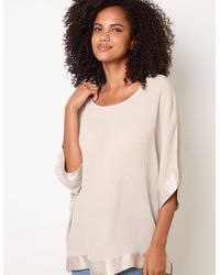 Blue Vanilla - Viscose Crinkle Top With Satin Finish - Lyst