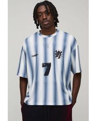 BoohooMAN - Oversized Boxy Stripe Spray Wash Graphic T-Shirt - Lyst