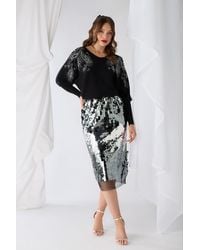 Izabel London - Sequin Embellished Mesh Layer Midi Skirt - Lyst