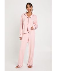 Boohoo - Jersey Piping Detail Long Sleeve Shirt & Trousers Pyjama Set - Lyst