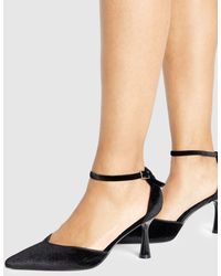 Boohoo - Velvet Low Stiletto 2 Part Court Shoe Heels - Lyst