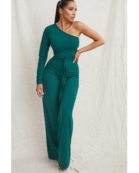 Femme Luxe - Belted One Shoulder Jumpsuit - Lyst