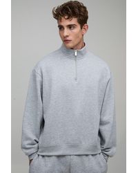 BoohooMAN - Essential Oversized Boxy Quarter Zip Funnel Neck Sweatshirt - Lyst
