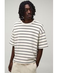 BoohooMAN - Oversized Boxy Stripe Waffle T-Shirt - Lyst