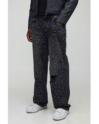 BoohooMAN - Tall Washed Pearl & Rhinestone Ripped Relaxed Fit Jeans - Lyst