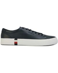 Tommy Hilfiger - Men's Modern Vulc Leather Trainers In Navy - Lyst