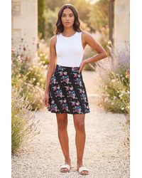 Roman - Floral Print Skater Stretch Skirt - Lyst