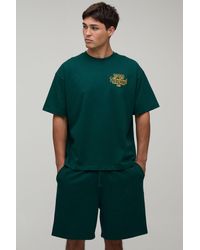 BoohooMAN - Oversized Embroidered Monte Carlo T-Shirt & Baggy Short Set - Lyst
