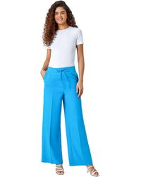 Roman - Wide Leg Elastic Waist Tie Front Trouser - Lyst