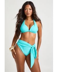 Boohoo - Tummy Control Wrap Detail High Waist Bikini Bottom - Lyst