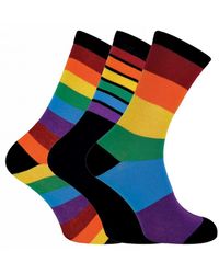 Sock Snob - 3 Pairs Ladies Bright Patterned Striped Cotton Socks - Lyst