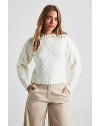 Boohoo - Chunky Textured Knit Crew Neck Boxy Jumper - Lyst