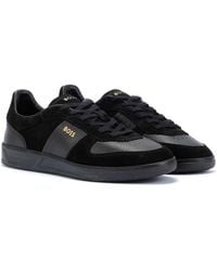 BOSS - Suede Embossed Sneakers - Lyst
