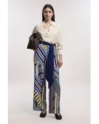 Karen Millen - Geo Print Twill Woven Wide Leg Trouser - Lyst