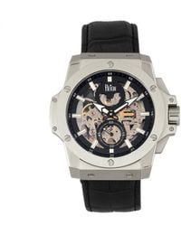 Reign - Commodus Automatik-Skelett-Lederarmbanduhr - Lyst